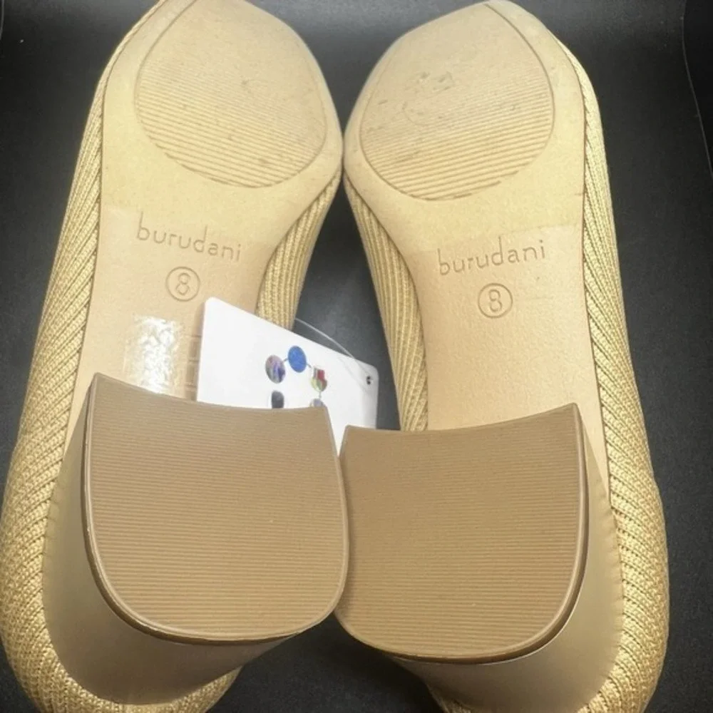 BURUDANI Low Chunky Block Heel Square Toe Knit Wedding Dress‎ Pump Shoes Sz 8